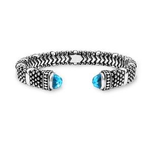 LAGOS Sterling Silver Blue Topaz Torque Bracelet